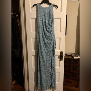 Alex Evenings Light Blue Lace Maxi Dress